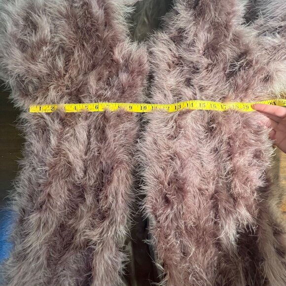 Purple Real Feather Overcoat Whimsigoth Indie Grunge Fairycore Old Money Boho L - Picture 11 of 14